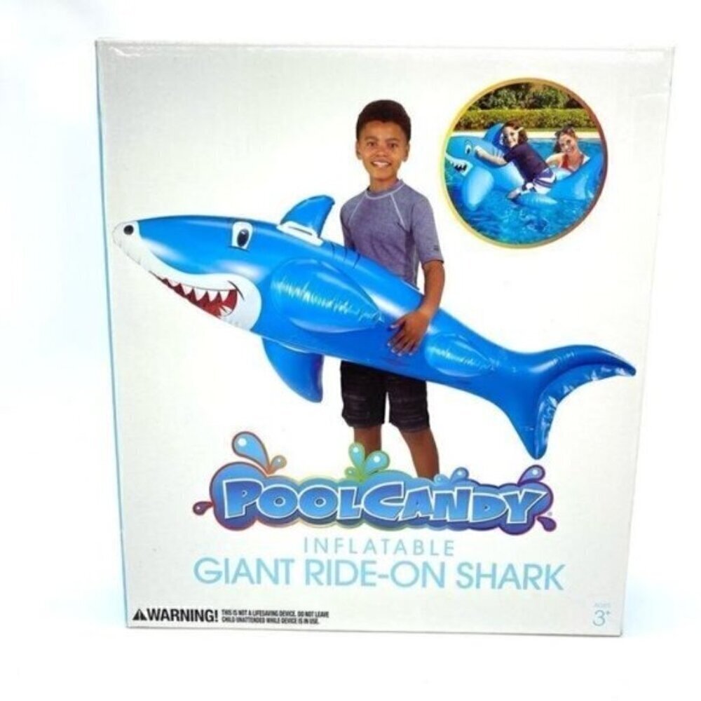 Pool Candy Inflatable Giant Ride on Shark Float New - Picture 2 of 5
